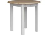 Tavolo Rotondo Bianco Con Cassetto In Legno Di Pino Massiccio Con Piano Laccato 90 Cm