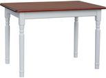 Tavolo Bianco Ii In Legno Di Pino Massiccio Con Piano Di Colore Calvados 130 X 70 Cm