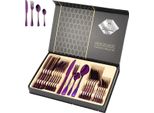 Elegante Set Di Posate Viola - 24 Pezzi Per 6 Persone, Acciaio Inox