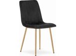 Sedia Valora Lava In Velluto Nero Con Gambe In Legno X1 | Moderna Sedia Nera Con Gambe In Legno Per Un Uso Versatile