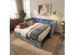 Lvhom Daybed Allungabile 90/180X190Cm Con Contenitore E Led, Divano Letto Con Letto Estraibile, Daybed In Velluto Con Usb E Rete A Doghe, Daybed, Grigio