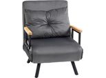 Fortuna Lai Poltrona Letto Divano Singolo Con Funzione Letto, Poltrona Relax Con Schienale Regolabile, Effetto Velluto, Grigio Scuro