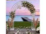 Vrygle Arco Nuziale A Palloncini A 3 Livelli, Arco Nuziale Rotondo In Metallo Per Fiori, Decorazione Di Sfondo Per Matrimoni E Feste, Bianco 210×260 Cm