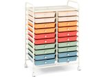 Costway Carrello Mobile Con 20 Cassetti Impilabili, Struttura In Metallo E Ripiano, Carrello A Cassetti Carrello Da Bagno Carrello Laterale Carrello Color Macaron