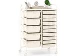 Carrello Costway Con 15 Cassetti Impilabili, Struttura In Metallo E Ripiano, Carrello Da Bagno 63X37X87Cm Bianco