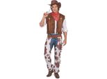 Costume Classico Da Cowboy Wild West Marrone-Bianco - L