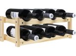 Quvio Portabottiglie - Portabottiglie In Metallo - Portabottiglie Nero - Portabottiglie Da Terra - Armadio Per Vino - Per 8 Bottiglie Sdraiate - Legno