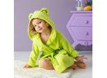 Milk&Moo Cacha Frog Accappatoio In Velluto Per Bambini Con Cappuccio, Vestaglia In Velluto Extra Morbido E Leggero, Per Bambine E Bambini, Struttura Resistente, Verde, 2-4 Anni