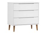 Cassettiera Molde Bianco 80X40X80 Cm In Legno Di Pino Massiccio