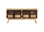 Vidaxl Credenza Marrone E Nera 160X30X76 Cm In Legno Massiccio Di Mango