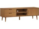Vidaxl Mobile Tv Molde Marrone 158X40X49 Cm In Legno Di Pino Massiccio