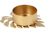 Quvio Portacandele In Cera - Foglia - Portacandele - Accessori Per La Casa - Accessori Decorativi - 8 X 6 X 2 Cm - Metallo - Oro