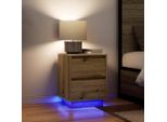 Vidaxl Comodini Con Luci Led 2 Pz. Rovere Artigianale 38X34X50 Cm