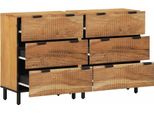 Vidaxl Credenza Set 2 Pezzi Naturale 60 X 33,5 X 75 Cm Legno Massiccio Acacia