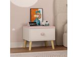 Comodino Per Bambini 'Sandnes' 31 X 38 X 30 Cm Gambe In Legno Bianco/Rosa