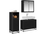 Syfax™ Set Di Mobili Per Il Bagno 3 Pcs Rovere Nero Legno Multistrato