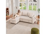 Divano Angolare Merax A 3 Posti Con Funzione Letto, Divano A L Con Box Letto, Divano A Tasca Laterale, Divano Letto, Divano Letto, Set Divano Letto, Divano, Beige