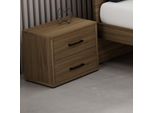 Comodino 2 Cassetti Colore Noce Naturale 52X36X43H Montato