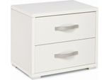 Comodino 2 Cassetti Montato Colore Bianco Frassinato