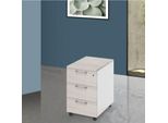 Cassettiera Da Ufficio 3 Cassetti Olmo E Bianco Frassinato Ibisco Con Ruote E Serratura 40X55X58H