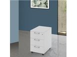 Cassettiera Da Ufficio 3 Cassetti Bianco Frassinato Ibisco Con Ruote E Serratura 40X55X58H