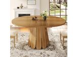 Tavolo Da Pranzo Allungabile Flieks, Tavolo Da Cucina Rotondo/Ovale Tavolo Telescopico 118-158X118X76 Cm, Tavolo Rotondo Per 6 Persone, Tavolo Da Pranzo Marrone