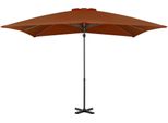 Vidaxl Ombrello Semaforo Con Palo In Alluminio 250X250 Cm Terracotta