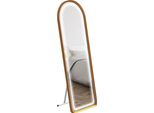 Homcom Specchio A Figura Intera, Specchio Da Parete 151,5 X 50 X 4 Cm Con Supporto, Specchio Da Appoggio Con Luce Led, Per Soggiorno, Camera Da Letto, Oro