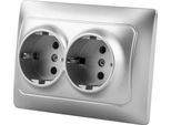 Onlex Doppia Presa Schuko Da Incasso Universale 16A Argento Argento Taglia Unica