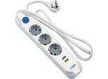 Onlex Pro-Basis 3 Prese + 2 Usb Con Interruttore 1,5 M Argento Taglia Unica / Spina Ue 220V Argento Taglia Unica