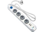 Onlex Pro-Basis 4 Prese Più 2 Porte Usb Con Interruttore 1,5 M Argento Argento Taglia Unica