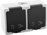 Onlex Presa Di Corrente A Doppia Superficie Ip54 Bianco, Grigio Taglia Unica / Spina Ue 220V Bianco, Grigio Taglia Unica