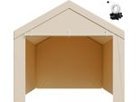 Succebuy Tetto Di Ricambio Per Carport, 3,05 X 6,09 M, Telone Per Garage Con Pareti Laterali, Resistente Ai Raggi Uv, Robusto Telone Per Tettoie Per Auto Con Rete A Palline, Beige, Senza Telaio