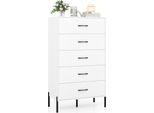 Cassettiera Costway Con 5 Cassetti, Cassettiera Alta Con Gambe E Maniglie In Metallo, Cassettiera Con Gambe Rialzate, Per Camere Da Letto