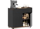Credenza Costway, Mobile Da Cucina Con Piano Di Lavoro, Cassetto, 2 Ante, Mobile Buffet In Stile Country, Mobile Contenitore, 80X35X70 Cm, Nero