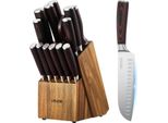 Set Di Coltelli Da Cucina Vevor Con Ceppo (Legno) E Acciaio Per Affilare, Set Di Coltelli Da 15 Pezzi, Coltelli Affilati In Acciaio Inox Ad Alto Tenore Di Carbonio, Posate Da Cucina Con Impugnatura Ergonomica, Per La Casa