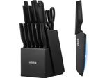 Set Di Coltelli Da Cucina Vevor Con Ceppo (Legno) E Acciaio Per Affilare, Set Di Coltelli Da 15 Pezzi Con Coltelli Affilati In Acciaio Inox Ad Alto Tenore Di Carbonio, Posate Da Cucina Con Manico Ergonomico In Pp, Per Cuochi Amatoriali