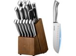 Set Di Coltelli Da Cucina Vevor Con Ceppo (Legno) E Acciaio Per Affilare, Set Di Coltelli Da 15 Pezzi Con Coltelli Affilati In Acciaio Inox Ad Alto Tenore Di Carbonio, Posate Da Cucina Con Impugnatura Ergonomica, Per Cuochi Amatoriali