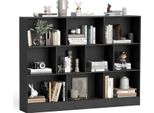 Libreria Costway Con 10 Scomparti, Scaffale In Piedi Con 3 Livelli, Scaffale A Cubo, Scaffale Per Ufficio, Scaffale Per Il Soggiorno (Nero, 140 X 24 X 104 Cm)