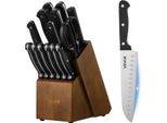 Set Di Coltelli Da Cucina Vevor Con Ceppo (Legno) E Acciaio Per Affilare, Set Di Coltelli Da 15 Pezzi Con Coltelli Affilati In Acciaio Inox Ad Alto Tenore Di Carbonio, Posate Da Cucina Con Manico Ergonomico In Abs, Per Cuochi Amatoriali