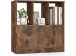 Costway Libreria A 3 Livelli Con 2 Ante, Scaffale A Cubo Con Scomparti E Libreria, Scaffale In Legno Da Terra Per Il Soggiorno, Marrone