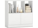 Costway Libreria A 3 Livelli Con 2 Ante, Scaffale A Cubo Con Scomparti E Libreria, Scaffale In Legno Da Terra Per Il Soggiorno, Bianco