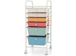 Carrello Costway Con 6 Cassetti Impilabili, Carrello A Cassetti Per Il Bagno Carrello Portaoggetti Con Struttura In Metallo E Ripiano Macaron