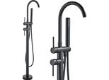 Ari Slim Tube Miscelatore Per Vasca Free-Standing Nero Opaco Con Doccetta