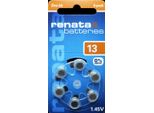 Renata 13 - Pile A Bottone Per Apparecchi Acustici In Zinco-Aria - Confezione Da 6