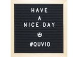 Quvio Letterboard 25,5 X 25,5 Cm - Contiene 460 Lettere, Numeri, Segni E Simboli - Cornice Di Legno - Feltro Nero - Set Regalo - Nero