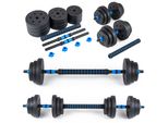 Thunder® | GYM-02 | Manubrio Regolabile Con Pesi In Bitume | Asta Regolabile | Peso Totale 20 Kg | 2×10 Kg | 2-In-1: Manubrio + Bilanciere