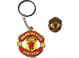 Manchester United Fc - Set Di Portachiavi E Distintivi "Premium"", Stemma BS6473 (Taglia Unica) (Rosso)"