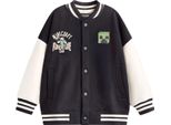 Minecraft - Giacca Varsity (Stile College Americano) Per Ragazzi NS9519 (128) (Nero)
