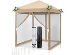 Gazebo Pieghevole Fch 2X2M, Gazebo Pop Up Con 4 Pareti Laterali, Impermeabile, Protezione Uv, Gazebo Da Giardino, Kaki